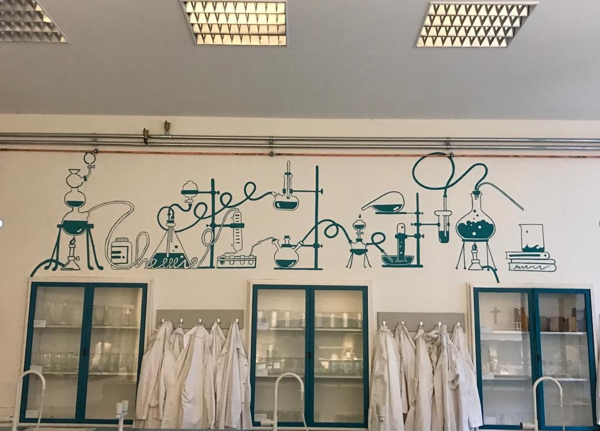 Muurschilderingen wetenschapslokalen